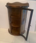 Vintage Wood Curved Glass Wall Curio Cabinet Display Case 2 Shelves 19   