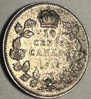 1916 A u Condition Canada Silver 10 Cents George V