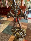 Antique Gothic Dragon Candle Holder     Hand-cast Iron   Bronze Finish     14    Orna