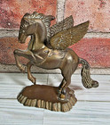  Vtg Solid Brass Pegasus Figurine Winged Flying Horse Mythical Fantasy Animal 