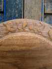 Antique English Carved Wood Round Bread Cutting Board Original Surface