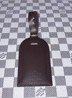 Authentic Louis Vuitton Large Dark Brown W  Gold Hardware Leather Name Tag 