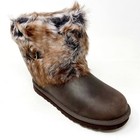 Ugg Elee Leather Chocolate Brown Kids Girls Winter Mid Calf Boots 1008178
