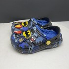 Crocs Clogs Kids 10 Classic Lined Fun Lab Batman Blue Faux Fur Slip On 207325