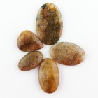 Crystalines 5pcs Natural Scanic Moss Agate Gemstones Cabochon Medium  Brown