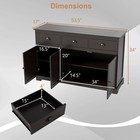 3 Drawers Sideboard Buffet Cabinet Console Table Kitchen Storage Cupboard Brown