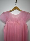 Vintage 60s-70s Gaymode Jcpenney Chiffon Delicate Flowy Embroidered Cap Sleeve L
