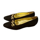 St  John Suede Vintage Black Gold Chain Flats Shoes Sz 8 5 Women   s