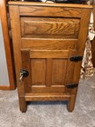 Vintage Wood Ice Box Cabinet W  Metal-lined Interior  Locking Single Door