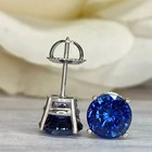 4ct Round Sapphire Lab Created Solitaire Stud Earrings In 14k White Gold Plated