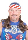 Funny  Mullet Group Costume Wig Skull Cap Theme Party American Flag The Freebird