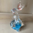 Bunny Rabbit Figurine Clear Blue Lucite Easter 4  Cute Decor Painted Eyes