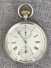 Antique Private Label Split Second Chronograph Pocket Watch  935 Sterling Silver