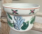 Vintage Chinese Export Porcelain Planter bowl Hand Painted  Lotus 9 5 x4   Oval