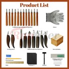 44-piece Wood Carving Set With Leather Case     Knives  Chisels   Sharpening Stone