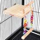 Bird Perches Cage Toys Parrot Wooden Platform Play Gyms Exercise  Platform swing