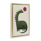  Minimal Rainbow Dinosaur Framed Floater Canvas Wall 21l  X 31w  Gold Floating