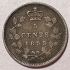 1893 Canada Queen Victoria Five Cent Silver Very Fine Vf Coin  17437