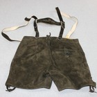 Vintage Lederhosen Men 34 Brown Suede Leather Embroidered Oktoberfest Deer Retro
