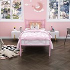 Pink Metal Twin Bed Frame With Headboard And Footboard Princess Design For Girls