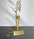 Pottery Barn Brass Sculpted Merry Reindeer Stocking Holder Hanger Gold Large