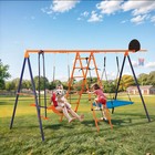 6-in-1 Swing Sets For Backyard Multifunction Metal Playground Swing Set For Kids