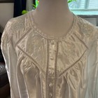 Vintage Aria White Satin Embroidered Long Nightgown Romantic