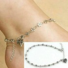 Silver Filigree Heart Anklet Daisy Charm Ankle Bracelet 10 Inch Flower Chain New