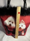 Bichon Frise Glam Dog Tote Bag Purse Red   White W  Black Fur Trim   Coin Purse