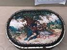 Vintage Oval Embossed Metal Tin With Lid - Romantic