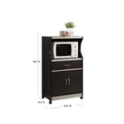 Grey Microwave Cart With Storage Kitchen Stand Shelf Rack Wheels Rolling Cabinet