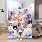 A Cozy  Fresh  And Elegant Fleece Blanket Featuring A Cute Multi-cat