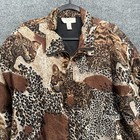 Vintage Casual Corner Jacket Womens 1x Silk Animal Print Full Zip Bomber Mob