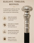 Elegant Decorative Walking Cane Silver Tone Ornate Handle Gentleman Dress Cane