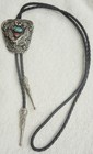 Vintage Western Eagle Ssi Bolo Tie Silver Tone Turquoise Red Coral Sterling Tips