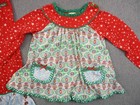 Matilda Jane Pajama Set Girls 4 Red Green Christmas Ornaments Stars Ruffle 2pc
