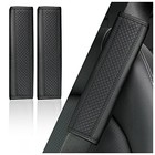 2pcs Car Seat Belt Cover Pad - Breathable Leather Seatbelt Covers - Black