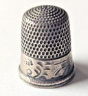 Antique Sewing Thimble Simon Bros  Sterling  Landscape  Size 11