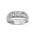 Diamonair 1 00 Ct Round Cut F vs  Lab Grown Diamond Sterling Silver Men s Ring