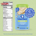 Gerber Stage 1 Baby Food  Organic Baby Oatmeal Cereal  14g Whole Grains  Iron  Z