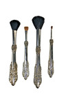 Vintage Godinger Gsa Silver Plated Makeup Brush Set 4pc Victorian Rose Vanity