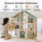 Wooden Dollhouse For Girls - 6 Rooms Wooden Doll House
