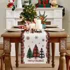 Christmas Table Runner - Xmas Tree Snowflakes Pine Needles Winter Holiday    