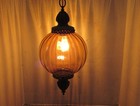 Vintage Amber Globe Swag Lamp  Pendant Lamp  Mid Century Modern  Hang Anywhere
