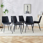 Set Of 6 Modern Dining Chairs Kitchens Faux Leather Chair Curved Widened Cushion
