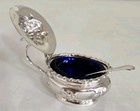 Antique Sterling Silver Mustard Pot   Spoon  Birmingham 1906  By Robert Pringle 