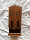 Vintage Wooden Wall Hanging Mail Letter Holder Organizer With Small Drawer Leaf