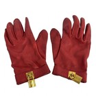 Hermes - Red Gold Leather Hardware Women s Gloves
