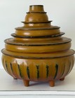 Antique Burmese Yellow Red Lacquer Monk Offering Bowl Set
