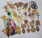 Lot 17 Pcs Vintage Now Catholic Religious Medal Pendant Chain Necklaces Variety 